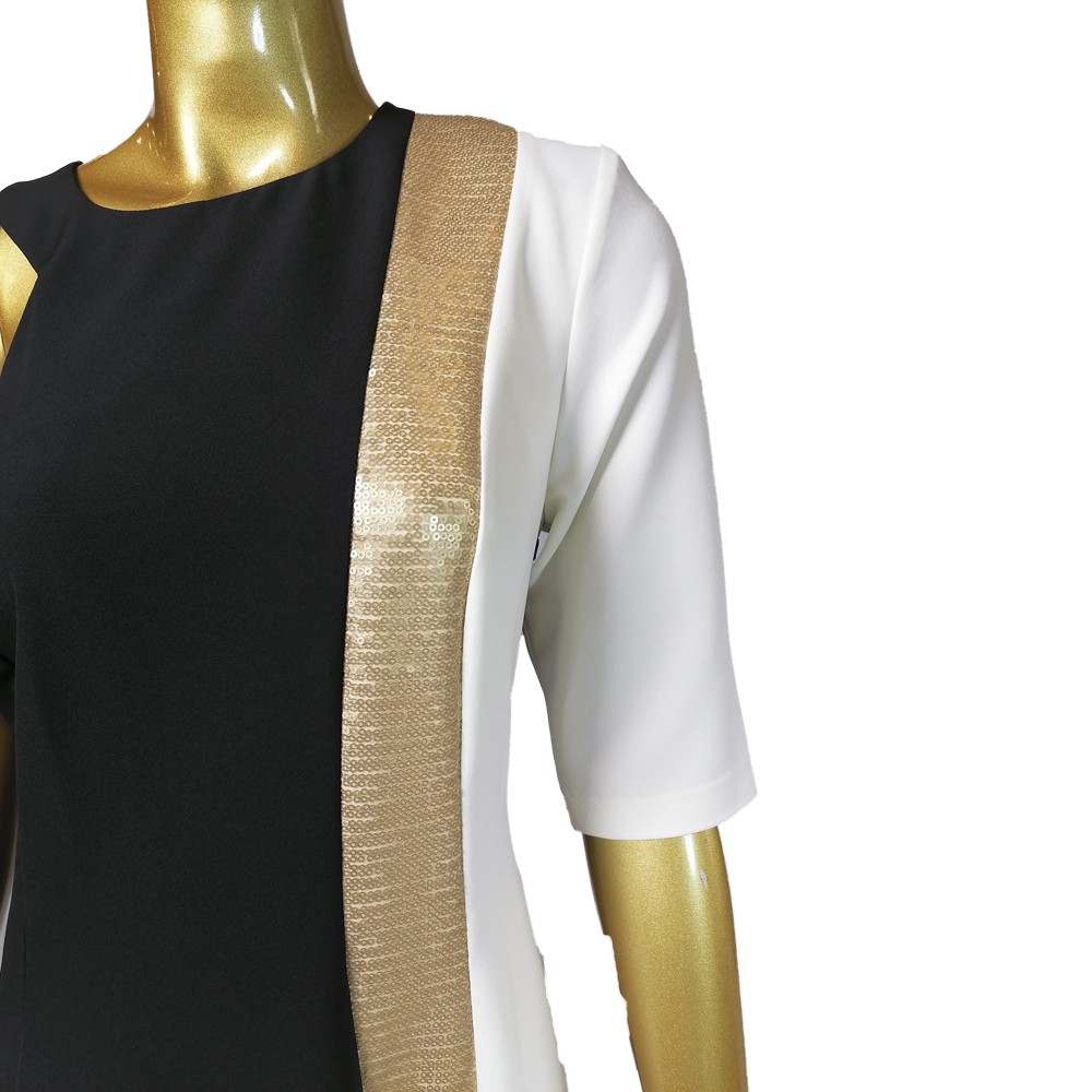 MODA DRESS ABITO 115 NERO/ORO/BIANCO